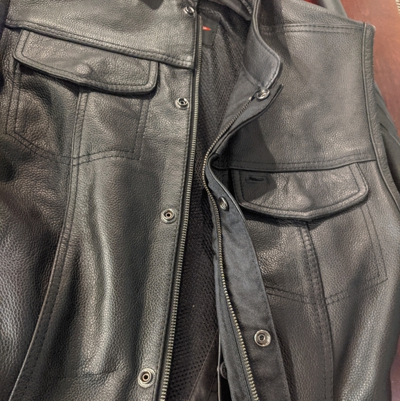 NWT STREET & STEEL CONCEALED CARRY LEATHER BIKER VEST - Picture 14 of 16